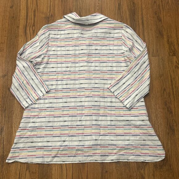 Habitat Button Up Shirt Womens Medium Wrap Around Fiesta Tunic Cotton Blend Top - Picture 10 of 10